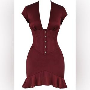 NWT: HOUSE OF CB - TIANA PLUNGE NECK CORSET MINI DRESS
